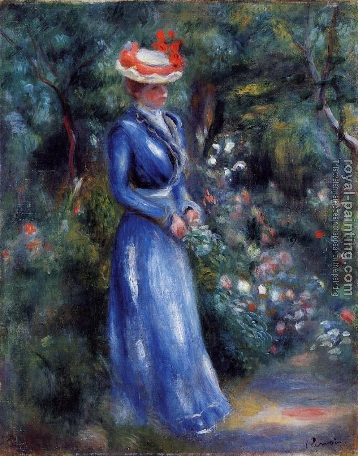 Pierre Auguste Renoir : Woman in a Blue Dress, Garden of Saint-Cloud